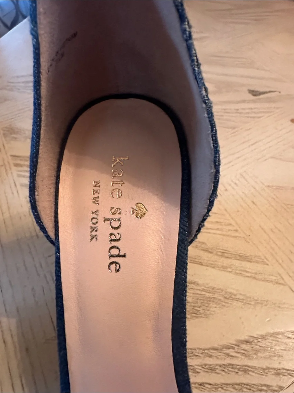 kate spade denim scalloped ankle-strap block heels